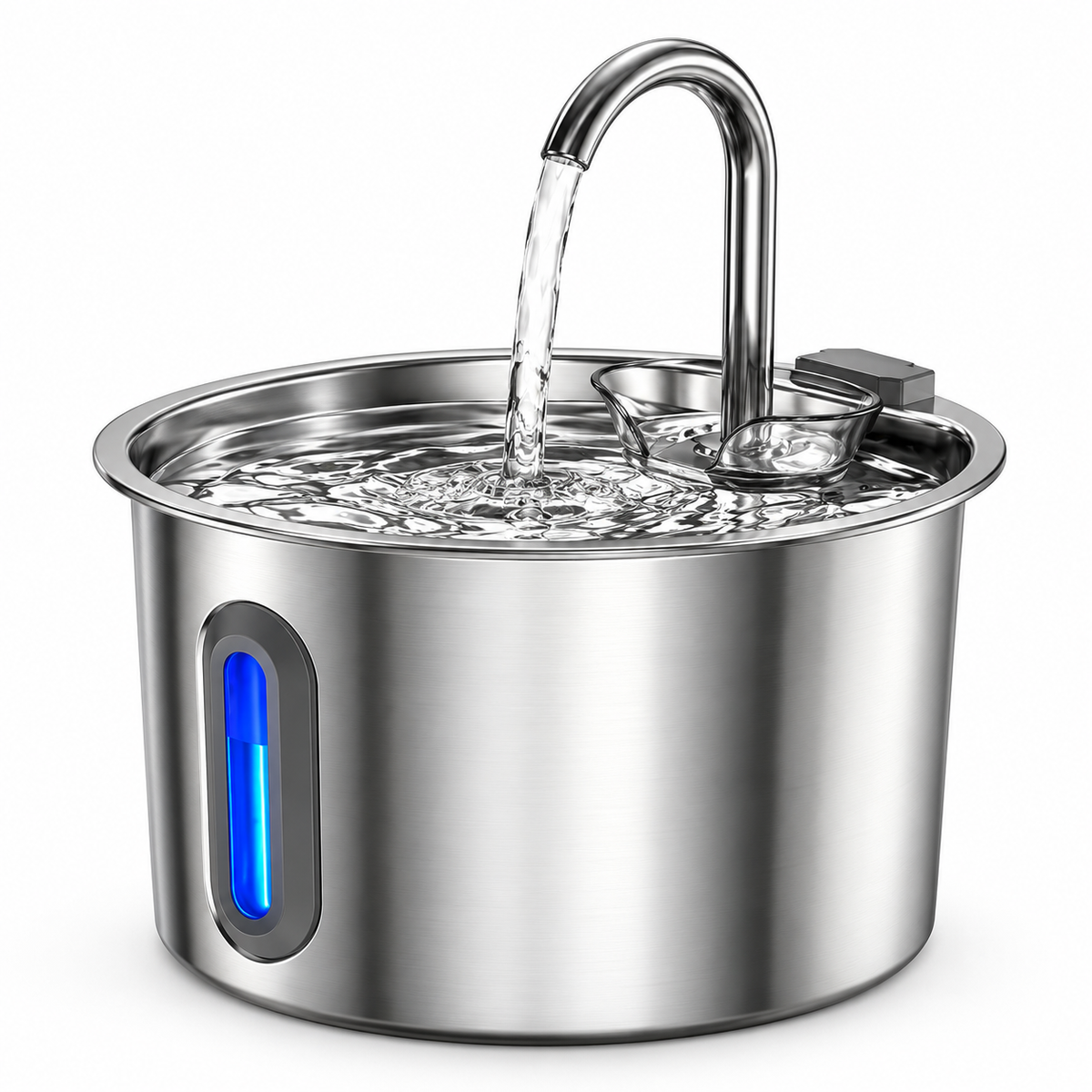 Fuente de agua para gatos 2.2L, acero inoxidable