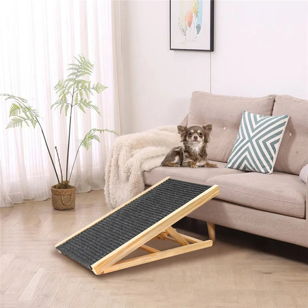 Rampa de madera ajustable para mascotas