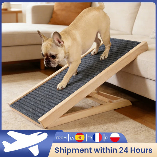 Rampa de madera ajustable para mascotas