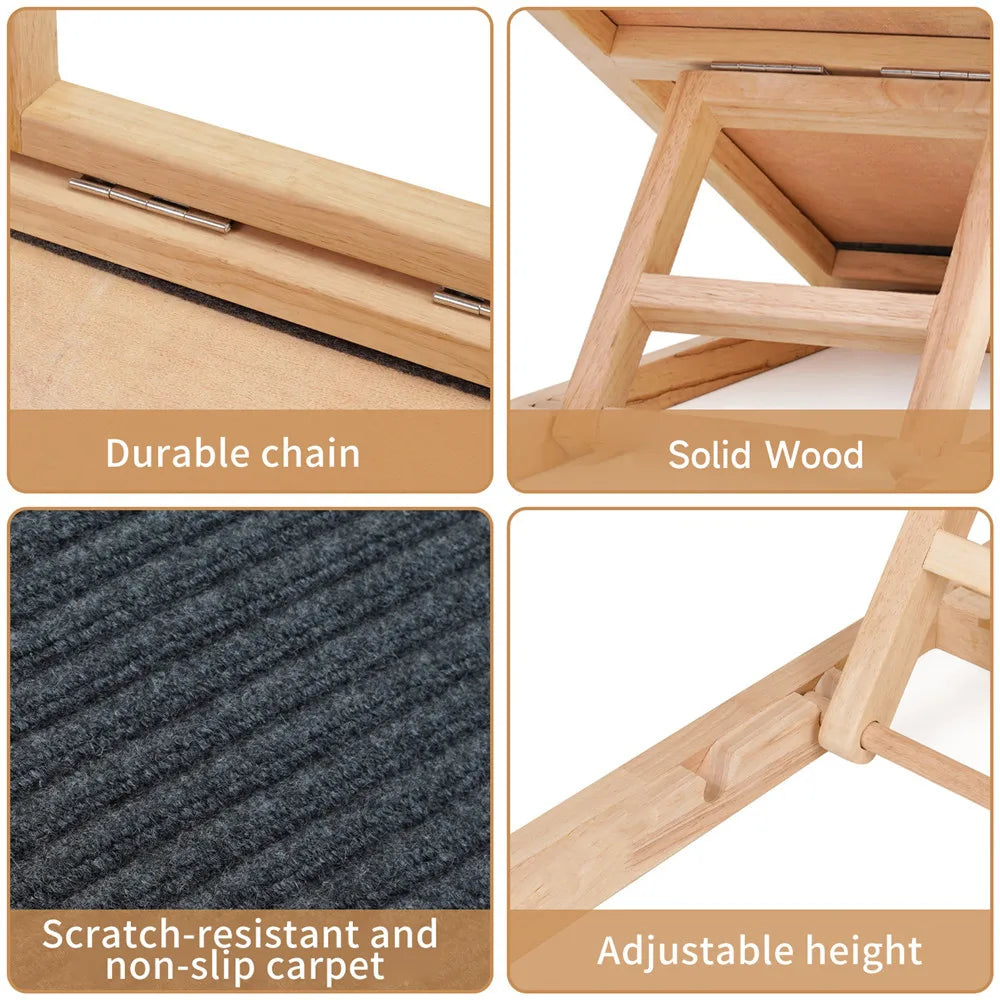 Rampa de madera ajustable para mascotas