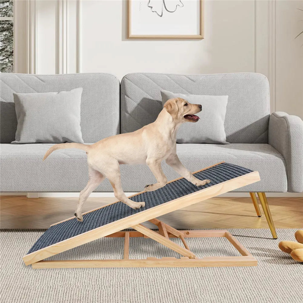 Rampa de madera ajustable para mascotas